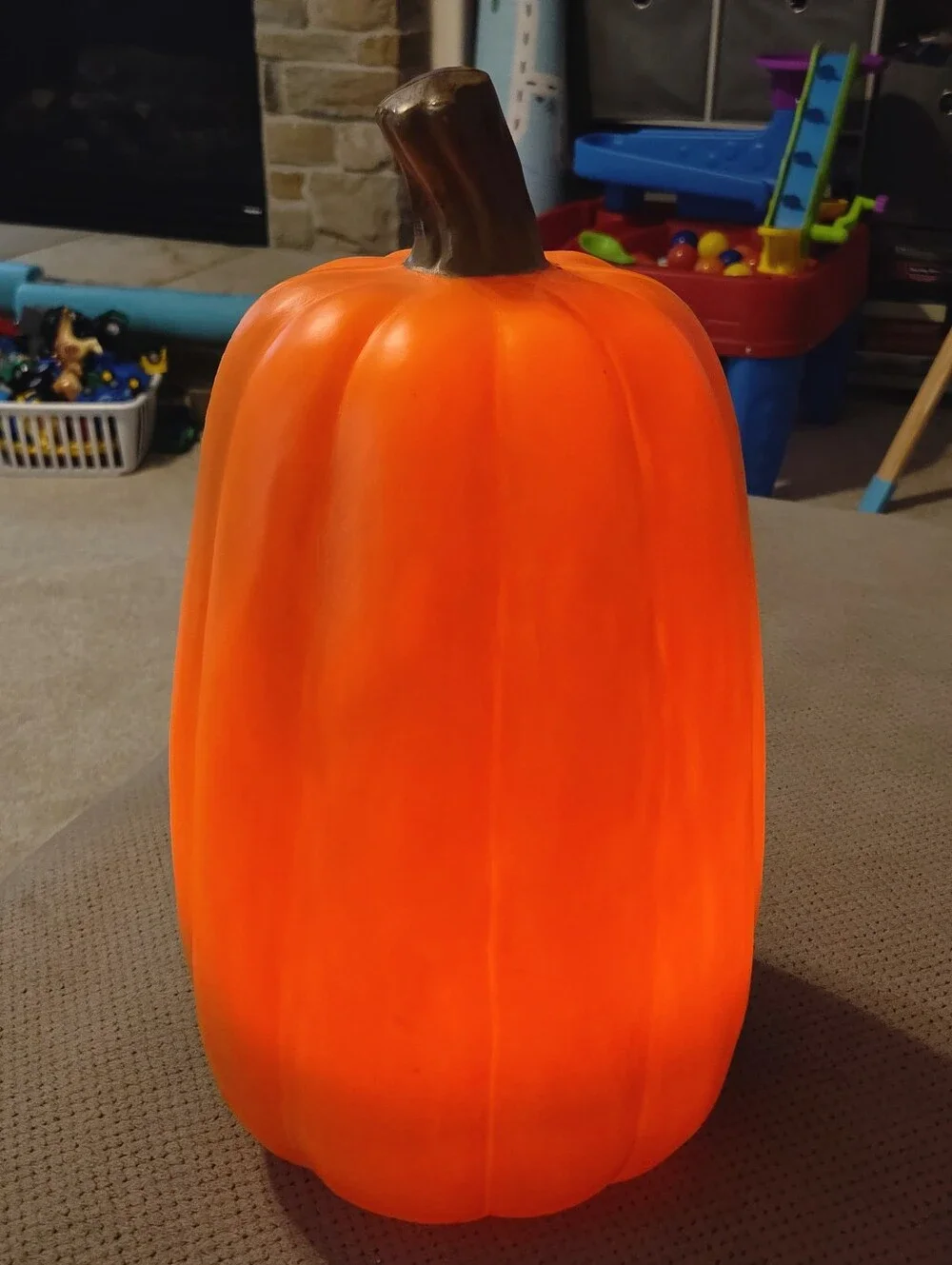 Orange Light up Pumpkin with Timer. Decorative Prop - Halloween Fall Decor.